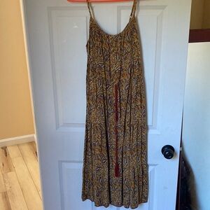 NATURAL LIFE Boho Midi Dress - Mustard, Brown and Red Paisley